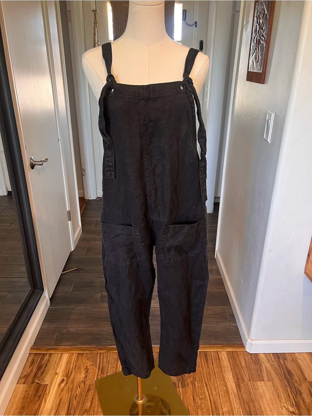 Cotton-Linen Blend Tie-Shoulder Jumpsuit